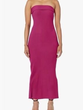 Zesica Womens Summer Strapless Plum Bodycon Midi Dress Size M NWT